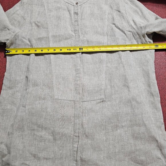 Soft Surroundings Textured Linen Button Up Tunic 1X Khaki Minimalist Lagenlook - Picture 7 of 11